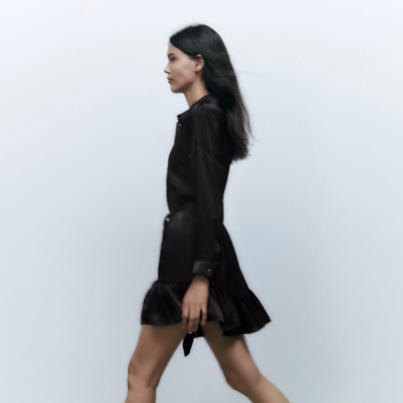 Zara Satin Shirt Dress - Picture 3 of 9
